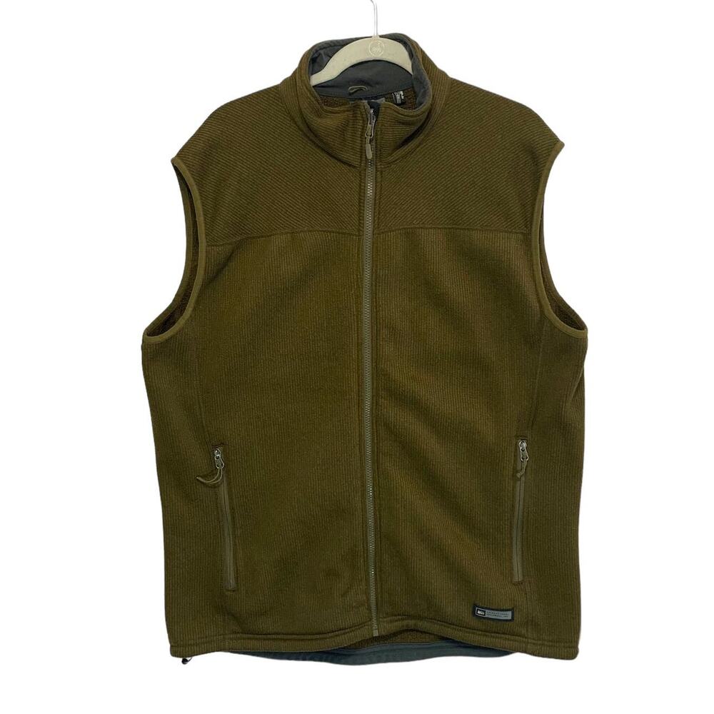 REI Full Zip Ribbed Casual Vest Men's Sz XL Green-Brown Outdoor Athleisure